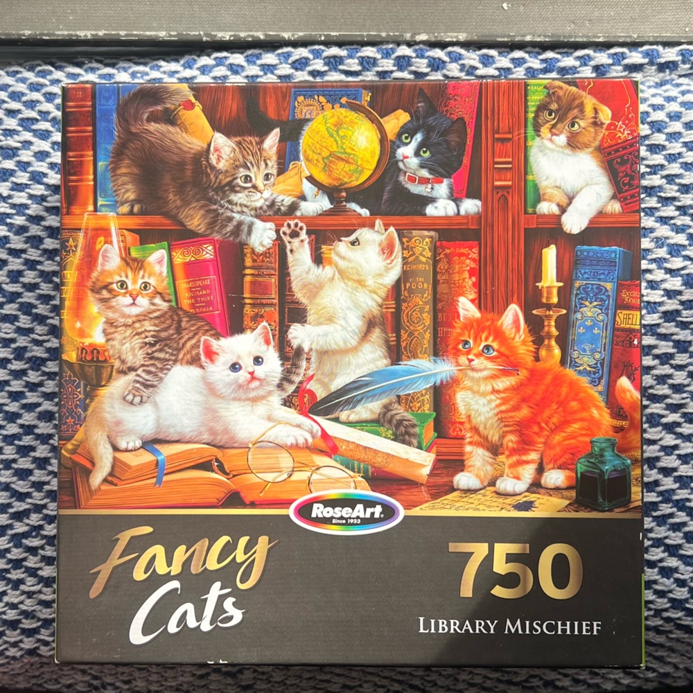 750 🧩 cat puzzle - Fancy Cats Library Mischief 
- Rose Art